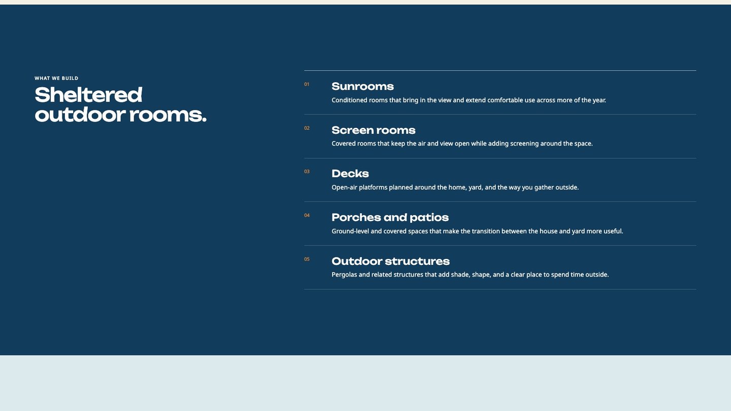 The service section of the new homepage